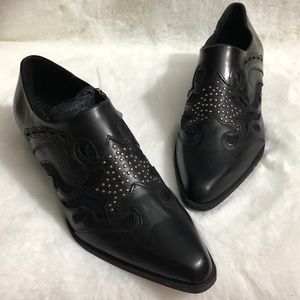 NWT ZARA STUDDED COWBOY ANKLE BOOTS